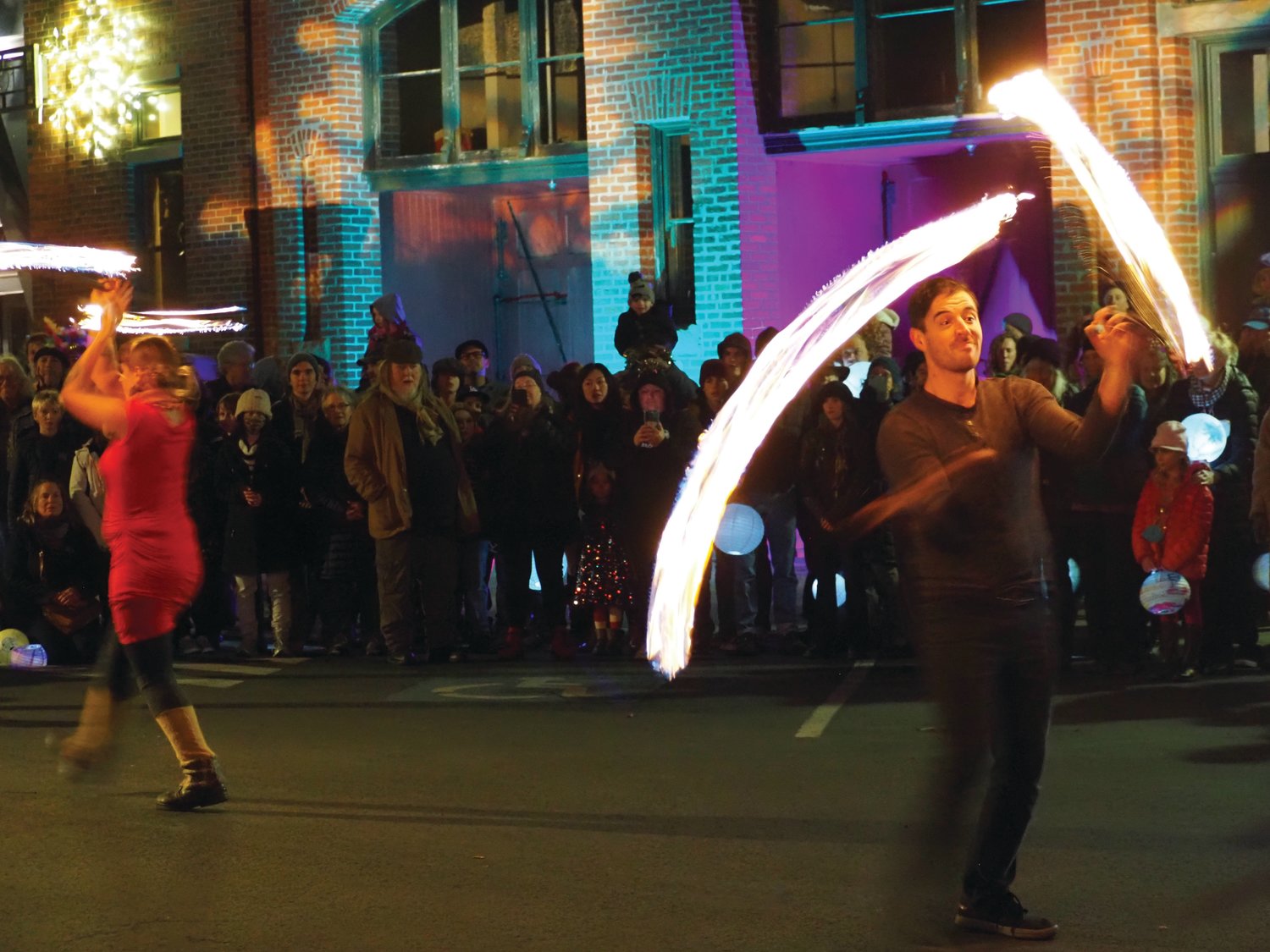 Dancers from the Feral Fire Flow Collective helped heat up the night with their blazing performances.